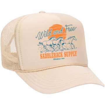 Stylish Saddleback Foam Snapback Hat Wild and Free Logo