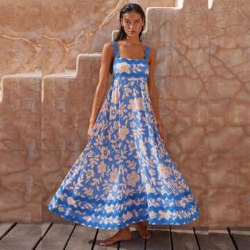 IDOPIP Women Summer Floral Print Maxi Dress 2024 Style