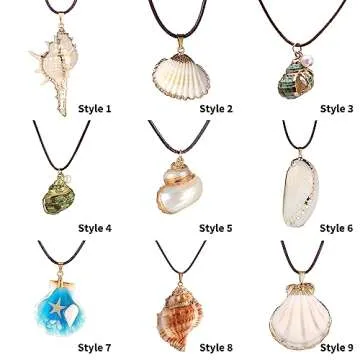 FM FM42 Natural Seashell Pendant Necklace - Unique Design