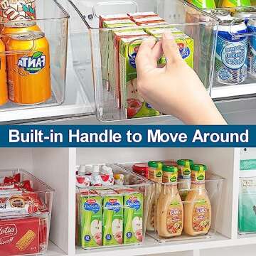 Lachesis Pantry Organizer Bins 6 Pack Clear Kitchen Storage and Organization Bins, Acrylic Plastic S...