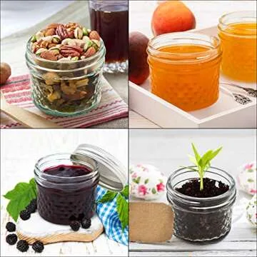 Simiao Mason Jars 4 oz 40 Pack Mini Canning Jars with Regular Lids and Bands Jelly Jars for Jam, Honey, Wedding Favors, Shower Favors, Baby Foods, DIY Glass Jars （4 oz 40 Pack）