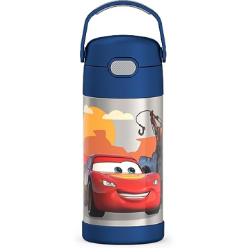 THERMOS FUNTAINER 12oz Stainless Steel Water Bottle with Straw - Cars
