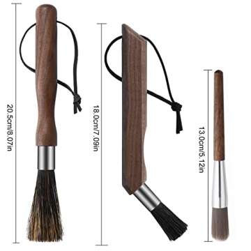 Bavane 3PCS Professional Coffee Brush, Coffee Grinder Brush Set, Natural Boar Bristles Black Walnut ...