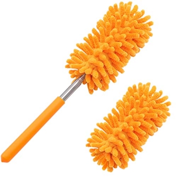 Tukuos Microfiber Duster for Easy Cleaning - 2 Replaceable Heads & Extendable Pole