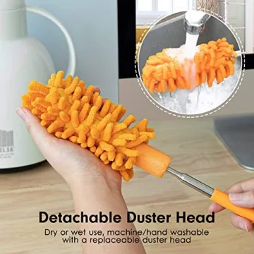 Tukuos Microfiber Duster with Extendable Pole and 2 Heads