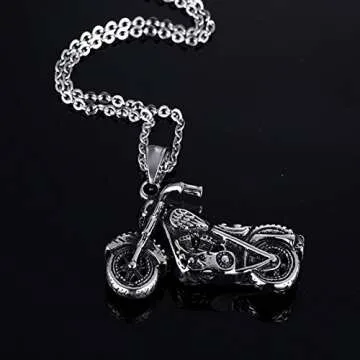 JAJAFOOK Stainless Steel Motorcycle Pendant Necklace