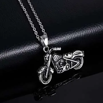 JAJAFOOK Stainless Steel Motorcycle Pendant Necklace