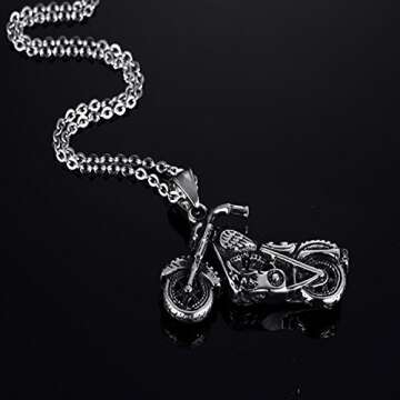 JAJAFOOK Stainless Steel Motorcycle Pendant Necklace