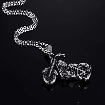 JAJAFOOK Stainless Steel Motorcycle Pendant Necklace