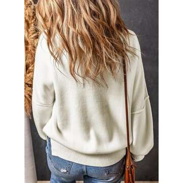 EVALESS White Sweater Womens Fahison Fall Outfits Business Causal Clothes for Women 2024 Oversized Cashmere Sweaters Batwing Sleeve Knit Tops Crewneck Chunky Pullover Sweaters Winter Clothing, Large