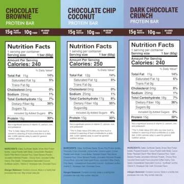 AMRITA Vegan Protein Bars Variety Pack (6 Flavors) | Peanut/Dairy Free, Soy & Gluten Free | 15g Plant Based Protein Bars | High Fiber No Sugar Meal Replacement Bar - Breakfast Bars, High Protein Bars