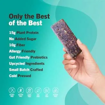 AMRITA Vegan Protein Bars Variety Pack (6 Flavors) | Peanut/Dairy Free, Soy & Gluten Free | 15g Plant Based Protein Bars | High Fiber No Sugar Meal Replacement Bar - Breakfast Bars, High Protein Bars