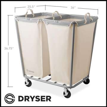 Heavy-Duty Rolling Laundry Hamper with Canvas Bins