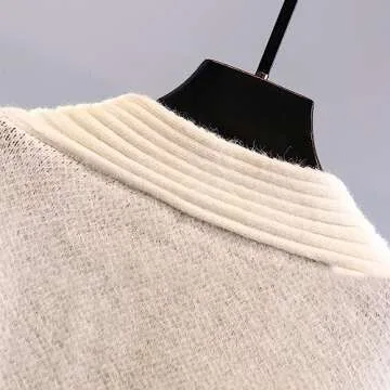 Womens Cute Embroidery Cartoon Duck Cable Knit Cardigans Sweater Button Down Slouchy Wool Blend Coat (S, White)