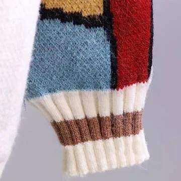 Womens Cute Embroidery Cartoon Duck Cable Knit Cardigans Sweater Button Down Slouchy Wool Blend Coat (S, White)