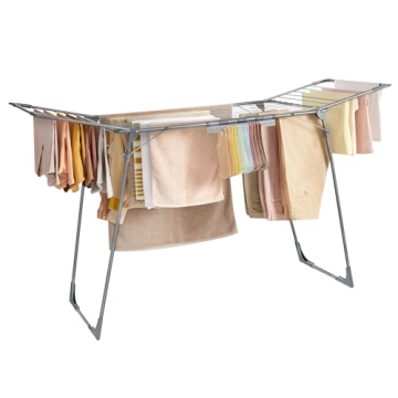SONGMICS Clothes Drying Rack Foldable, Gullwing Laundry Drying Rack, Space-Saving, 22.2 x 68.1 x 38 ...