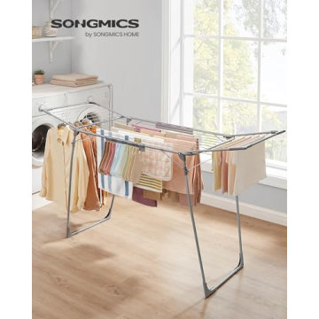 SONGMICS Foldable Clothes Drying Rack for Indoor Outdoor Use