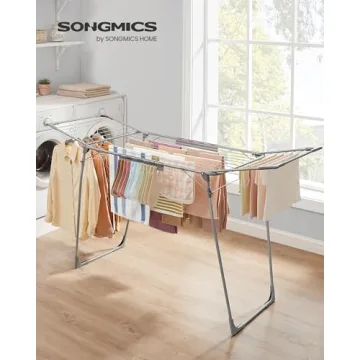 SONGMICS Foldable Clothes Drying Rack for Indoor Outdoor Use