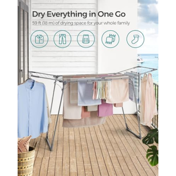 SONGMICS Foldable Clothes Drying Rack for Indoor Outdoor Use