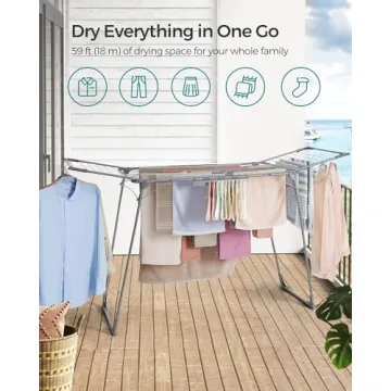 SONGMICS Foldable Clothes Drying Rack for Indoor Outdoor Use
