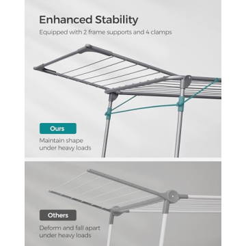 SONGMICS Foldable Clothes Drying Rack for Indoor Outdoor Use