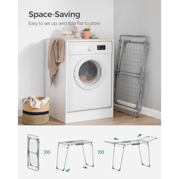 SONGMICS Foldable Clothes Drying Rack for Indoor Outdoor Use
