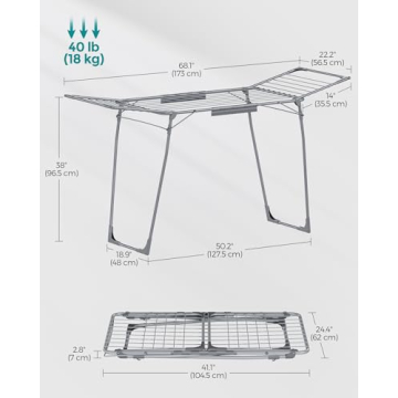 SONGMICS Foldable Clothes Drying Rack for Indoor Outdoor Use