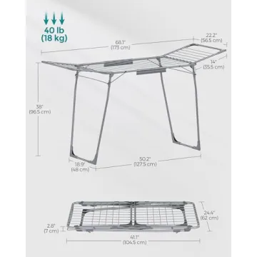 SONGMICS Foldable Clothes Drying Rack for Indoor Outdoor Use