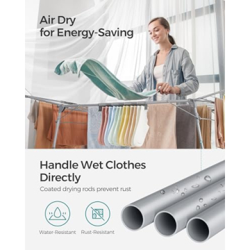 SONGMICS Foldable Clothes Drying Rack for Indoor Outdoor Use