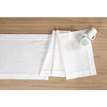 Lightnpro Cotton Table Runner 90 Inch Long - Hemstitched Decorative Elegant Beautiful Perfect for Di...