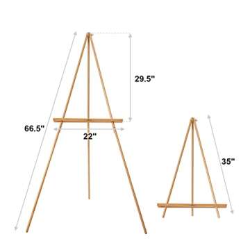 Falling in Art 65" A-Frame Tripod Easel Stand, Wooden Display Easel with Adjustable Canvas Holder, Floor Easel for Wedding Signs, Posters, Paintings, Artwork(Natural)