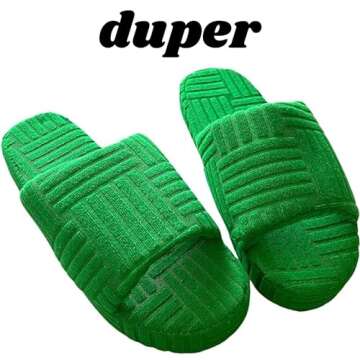 DUPER Green towel terry cloth slippers slides house shoes