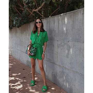 DUPER Green towel terry cloth slippers slides house shoes