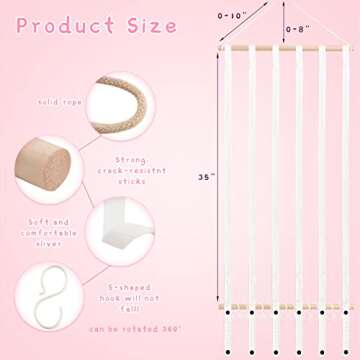 OAOLEER Hair Bow Holder Organizer for Girls，Hair Clips Headband Organizer Storage Wall Hanging Home Decor for Girls Room (1Pcs White 35Inch)