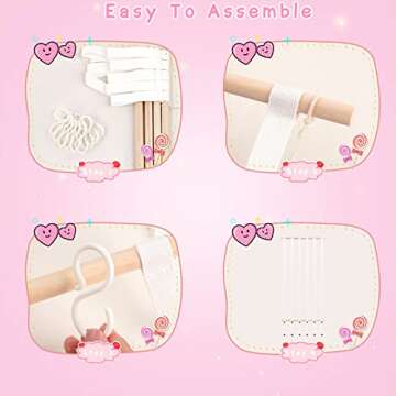 OAOLEER Hair Bow Holder Organizer for Girls，Hair Clips Headband Organizer Storage Wall Hanging Home Decor for Girls Room (1Pcs White 35Inch)