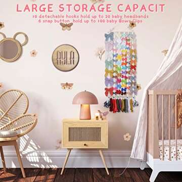 OAOLEER Hair Bow Holder Organizer for Girls，Hair Clips Headband Organizer Storage Wall Hanging Home Decor for Girls Room (1Pcs White 35Inch)