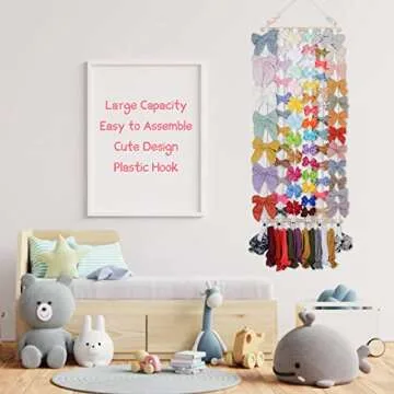 OAOLEER Hair Bow Holder Organizer for Girls，Hair Clips Headband Organizer Storage Wall Hanging Home Decor for Girls Room (1Pcs White 35Inch)