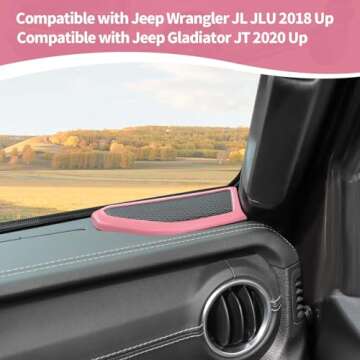 RT-TCZ for Jeep JL A Pillar Speaker Trim Cover Pink for Jeep Wrangler JL JLU Gladiator JT 2018-2024 Pink Interior Accessories 2pcs