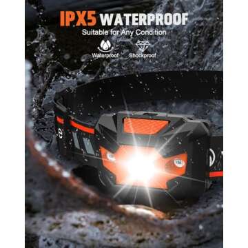 Victoper Headlamp 2 Pack, 4 Modes Red Light Head Lamp Battery Powered, Hardhat Mechanic Waterproof Headlamps Flashlight, LED Head Lamps for Adults, Kids, Camping, Running, Hiking, Outdoor, Fishing