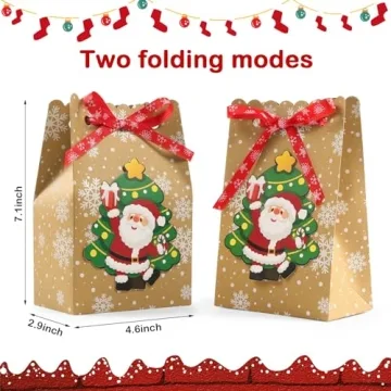 BBPOOL Christmas Goody Bags | 24pcs Bulk Kraft Gift Bags