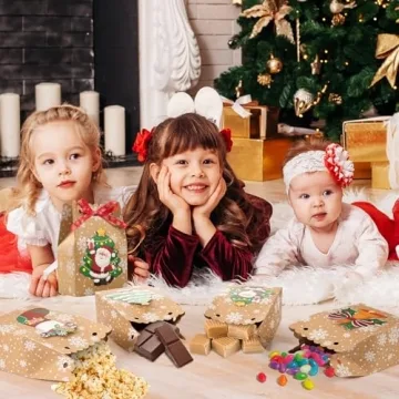 BBPOOL Christmas Goody Bags | 24pcs Bulk Kraft Gift Bags