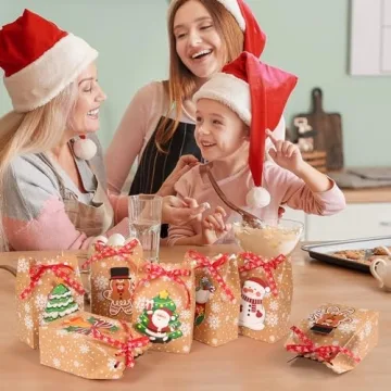 BBPOOL Christmas Goody Bags | 24pcs Bulk Kraft Gift Bags