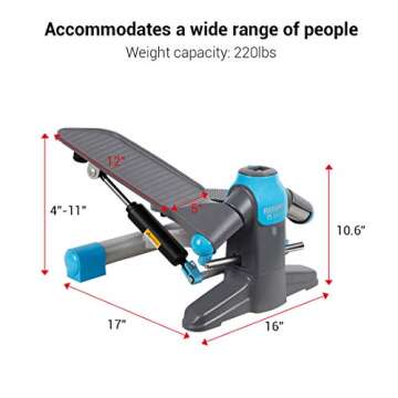 FlexiSpot Step Machine Exercise Stepper in-Motion Elliptical Trainer Under Desk Stepper Home Gym Workout