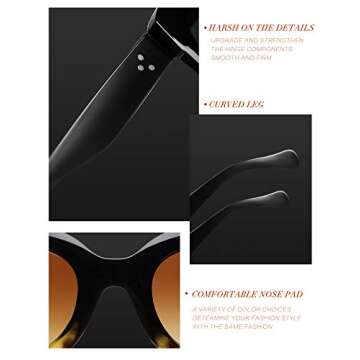 Frienda 3 Pieces Butterfly Sunglasses Oversized Cat Eye Sunglasses Vintage Retro Eyewear for Women