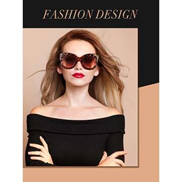 Frienda 3 Pieces Butterfly Sunglasses Oversized Cat Eye Sunglasses Vintage Retro Eyewear for Women