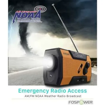 FosPower Emergency Weather Radio - NOAA Alerts & More