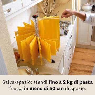 MARCATO Atlas Pasta Drying Rack, Tacapasta, Made in Italy, Steel and Polycarbonate, Collapsible, Clear