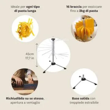 MARCATO Atlas Pasta Drying Rack, Tacapasta, Made in Italy, Steel and Polycarbonate, Collapsible, Clear