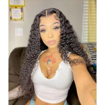 Natural Color 24 Inch Curly Human Hair Deep Wave Lace Front Wigs with Baby Hair - Pre-plucked Glueless Wigs