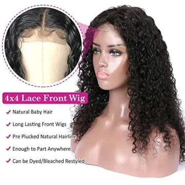 Natural Color 24 Inch Curly Human Hair Deep Wave Lace Front Wigs with Baby Hair - Pre-plucked Glueless Wigs